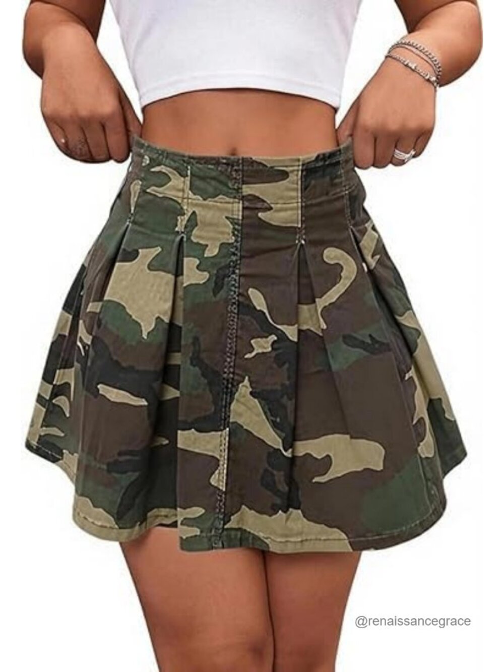 Pleated Camo Mini Skirt High Waisted A-Line Y2K Cargo Streetwear